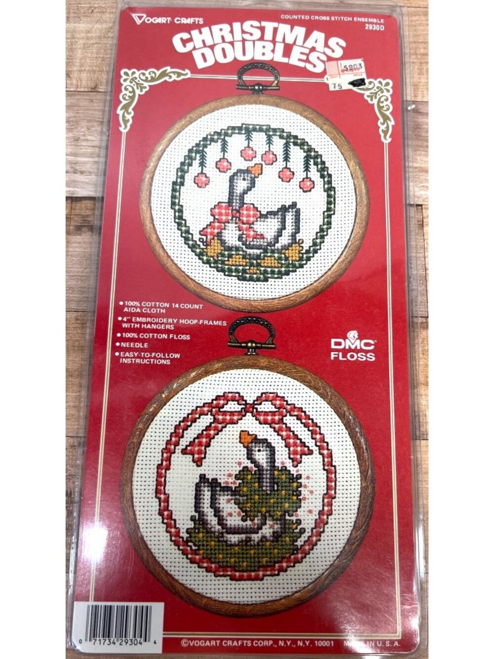Vogart Crafts Christmas Doubles Cross-Stitch Kit With Goose Designs & DMC Floss